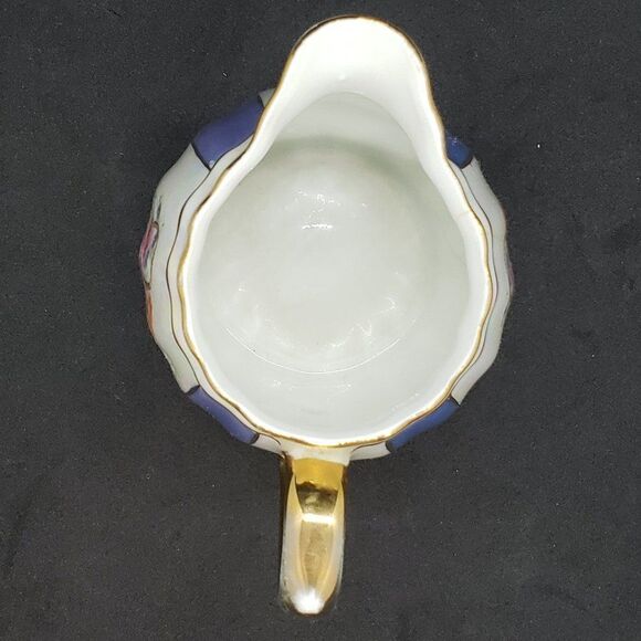 Oscar Schaller & Co. Bavaria Vntg Purple Gold Floral Basket Cream & Sugar AS IS - Picture 5 of 13